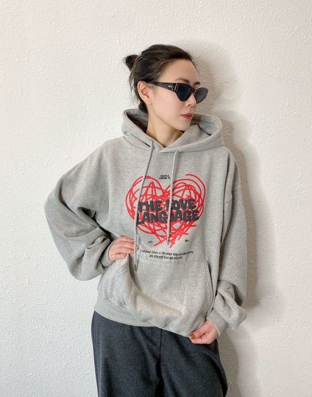 Grey Overaized Print Hoodie #250112